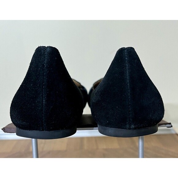 Tory Burch MARSDEN Black Suede Belted Gold Logo Flats Smoking Slipper Shoe 9M - Picture 5 of 9